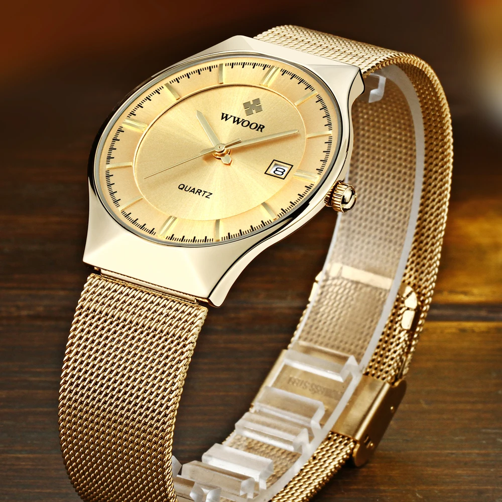 

WWOOR New Mens Watches Top Brand Luxury Waterproof Sports Wristwatch Auto Date Ultra Thin Quartz Watch for Men Relogio Masculino