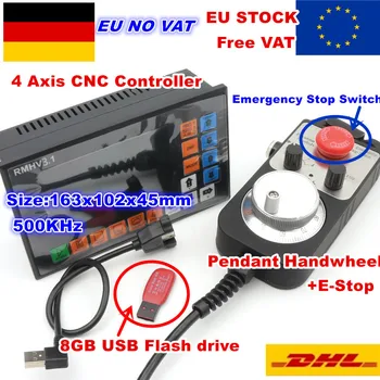 

[EU STOCK] 4 Axis 500KHz PLC Controller Offline&100 Pulse MPG Handwheel for CNC Router Engraving Milling Machine