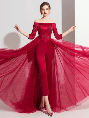 

100%real wine red slash collar leotard long trailing veil Victoria/customs size/stage performance/studio/red carpet