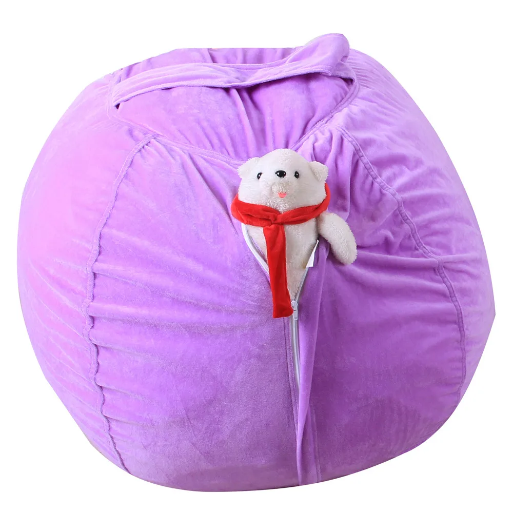 Purple Удобный, гибкий, многоразовый Детский плюшевый мешок для хранения игрушек в виде животных мягкий мешочек в полоску тканевый органайзер для сидения для дома - Цвет: Purple