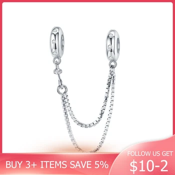 

CodeMonkey Genuine 925 Sterling Silver Safety Box Chain Charm for Original Silver Bracelet Stopper Charms with Silicone CMC1419