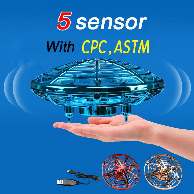

Anti-collision Flying Helicopter Magic Hand UFO Flying Aircraft RC Drone Toys Electronic Toy LED Mini Induction For Kids