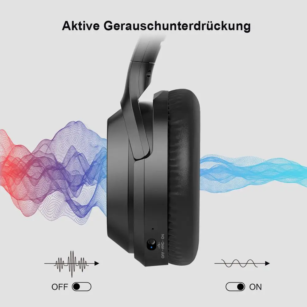 Tanie GURSUN M98 ANC aktywne słuchawki z redukcją szumów zestaw słuchawkowy Bluetooth 5.0 słuchawki bezprzewodowe HiF Stereo składane z mikrofonem