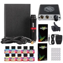 Топ полный новичок татуировки комплект моторная ручка машина США пистолет цвет чернила Электропитание Иглы