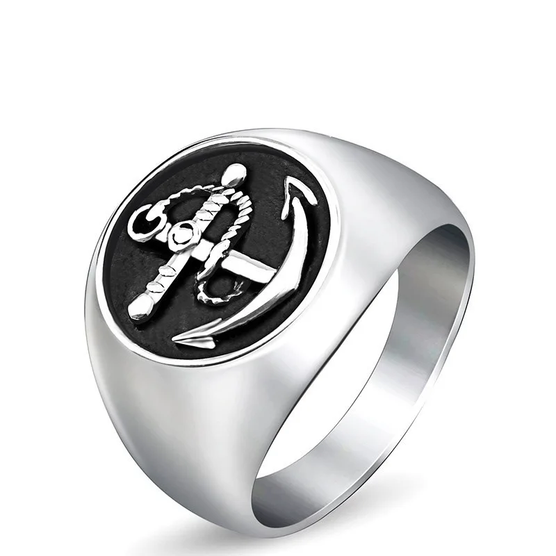 

Vintage Stainless Steel Anchor Rings Motorcycle Party Steampunk Cool Ring Viking Pirate Rings Bar Party Ring Male Jewelry