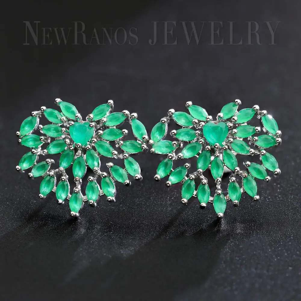 

Trendy Women Stud Earrings Green Natural Crystal Leave Earrings for Women Fashion Jewelry Statement Jewelry EGY025