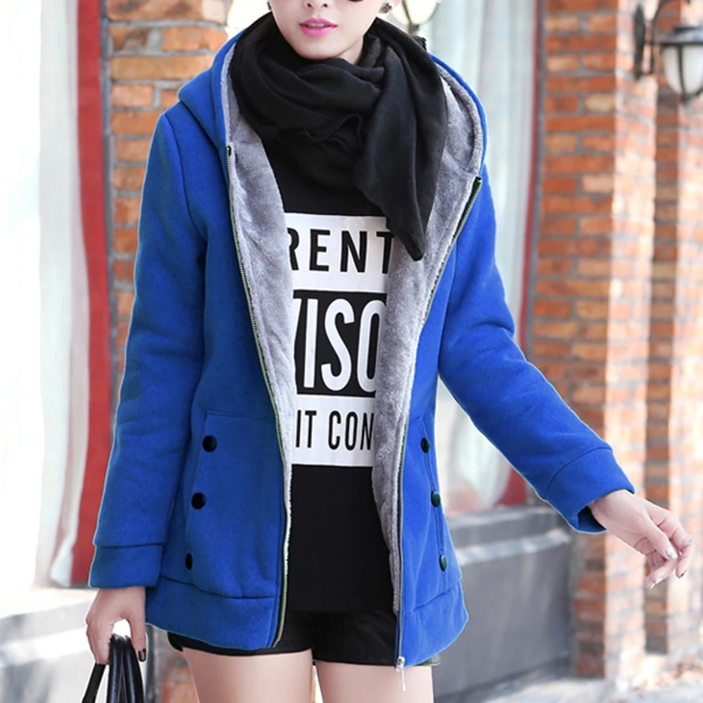 

2019 Autumn Winter Warm Thick Hoodies Fashion Fleece Zipper Women Hooded Sweatshirt Plus Size S-4XL Casual Women Clothing
