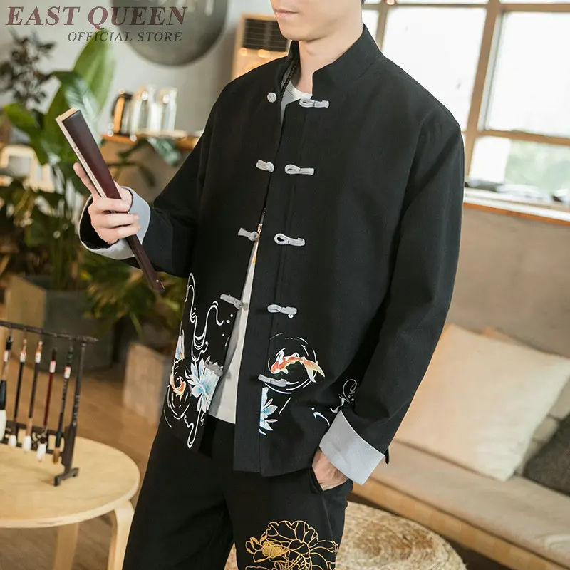 Традиционная китайская одежда для мужчин, костюм кунг-фу в китайском стиле, винтажная китайская куртка мандарина, одежда Tang KK2940