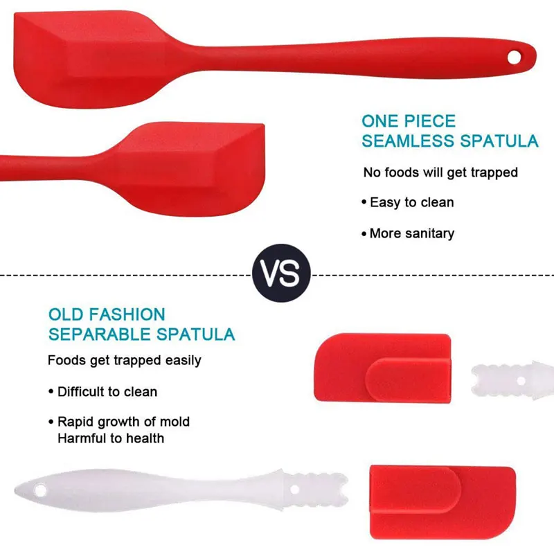 6 Piece Silicone Pastry Spatula Set Non-Stick Rubber Spatula Set Heat-Resistant Kitchen Utensils for Baking