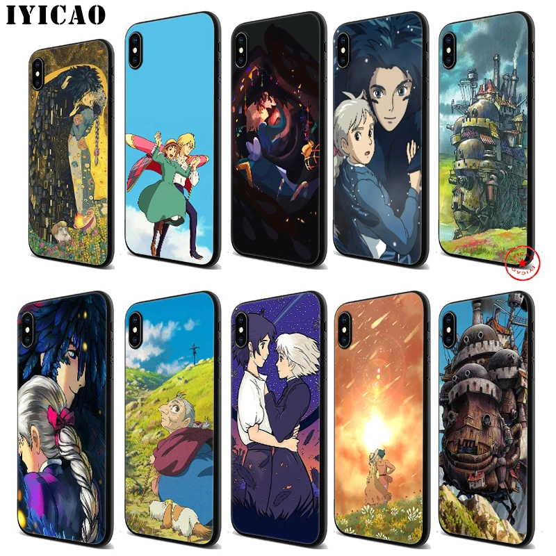 IYICAO Howl's Howls Moving Castle Soft Black Silicone Case for iPhone 11 Pro Xr Xs Max X or 10 8 7 6 6S Plus 5 5S SE |