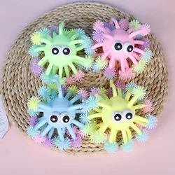 Bola de brinquedo que brilha o ouriço, brinquedo de descompressão antiestresse para crianças, brinquedo de apertar brilhante e antiestresse