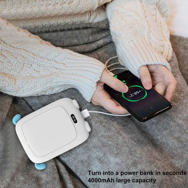 Új N12 Kézmelegítő Fűtőpad Usb Újratölthető Praktikus Melegebb Fűtőberendezés Macaron Színek Portable Power Bank 4000Mah - Image 2