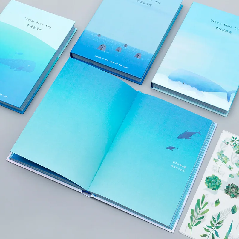 

Creative trend Color Pages A5 Notebook Little Blue Bay Diary Book Hardcover diary Korea Stationery School Supplies