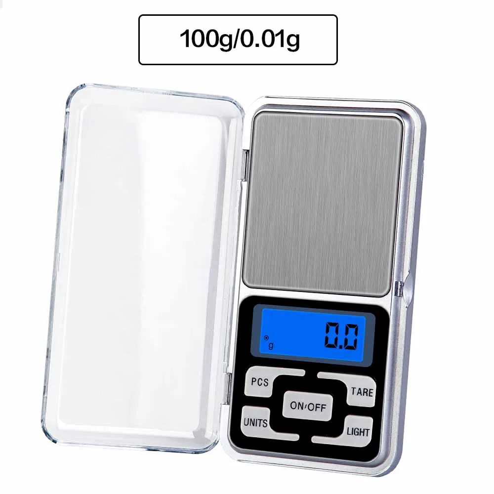 Мини цифровые весы 100/200/300/500g 0,01/0,1 г Высокая точность Электрический карман для ювелирные весы грамм Вес Кухня инструмент - Цвет: 100g 0.01g