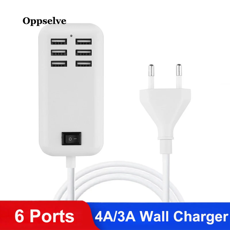 

EU/US 4A/3A Plug Wall Dock Fast Charging Extension Power Adapter for iPhone 12 11 X Huawei Phone Tablet USB Charger HUB 6 Ports