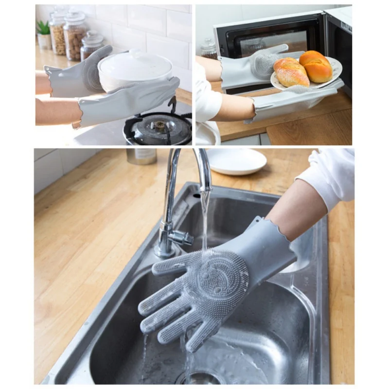 1 пара волшебных силиконовых перчаток для мытья посуды для дома силиконовые резиновые перчатки для мытья посуды силиконовые перчатки для чистки