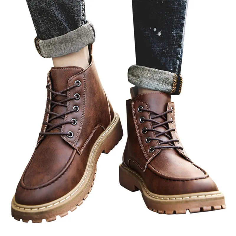 BW Chaussure homme/зимние модные мужские ботинки в стиле ретро; повседневные Водонепроницаемые Красивые кожаные ботинки в стиле ретро; мотоботы; Para Man; 5 - Цвет: BW