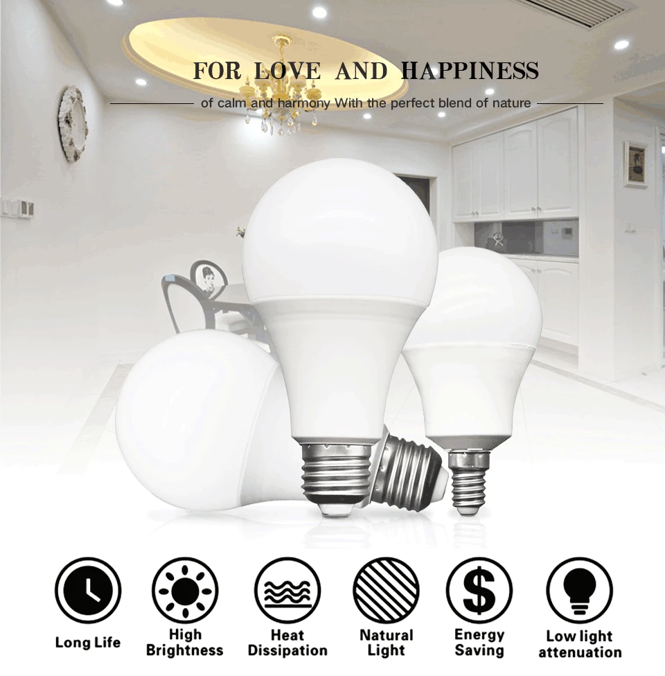 LED Bulb Lamps E27 E14 3W 6W 9W 12W 15W 18W 20W led Lampada Cold Warm White Light AC 220V 230V 240V Bombilla Spotlight