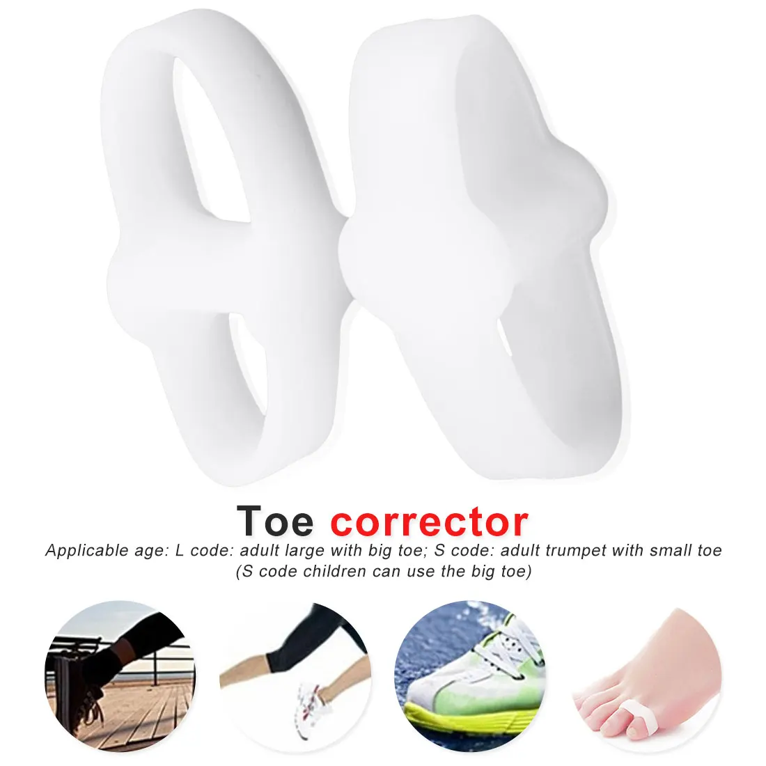 

1 Pair Silicone Gel Foot Fingers Thumb Valgus Protector Bunion Adjuster Two Hole Toe Separator Hallux Valgus Guard Feet care