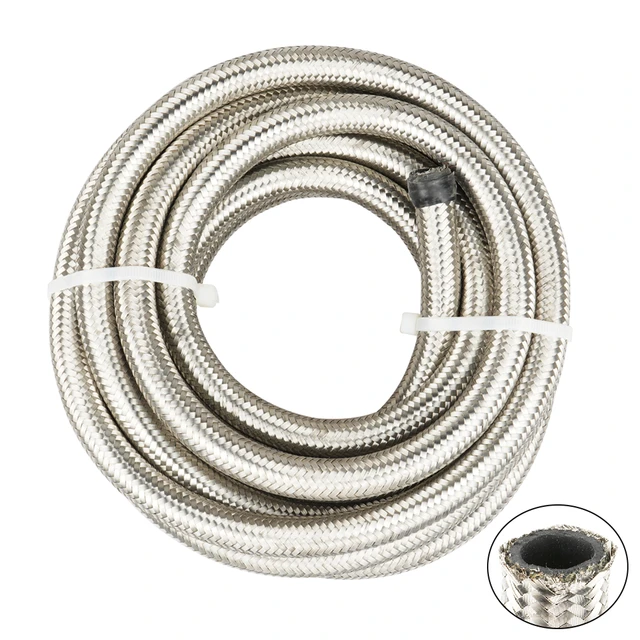 5 Meters/16FT Universal Fuel Line Hose AN6 Stainless Steel Braided CPE Fuel  Hose Oil Fuel Gas Line Hose Transmission Lines - AliExpress