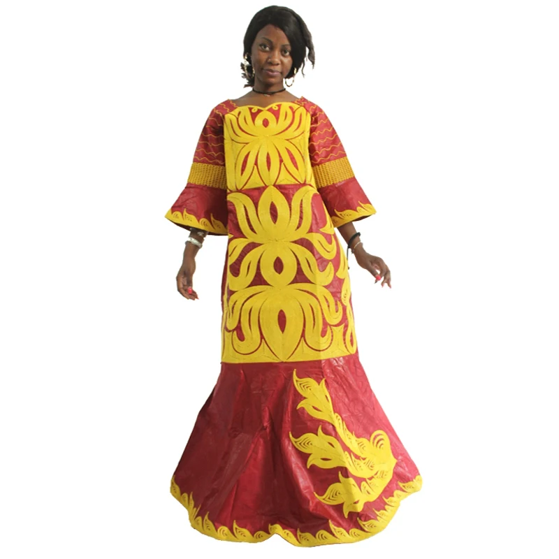 Красный MD bazin riche dashiki женское платье традиционные африканские платья для женщин вышивка узор с камнями африканская одежда - Цвет: Красный