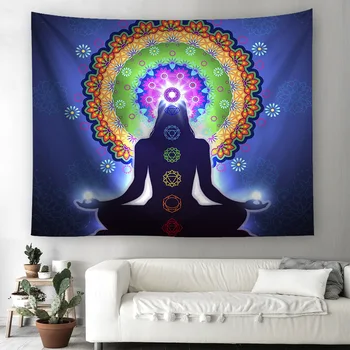 

Cilected Chakra Printed Wall Tapestry Curtain Interior Boho Home Decor Bedroom Macrame Blanket Travel Picnic Mat 130x150cm