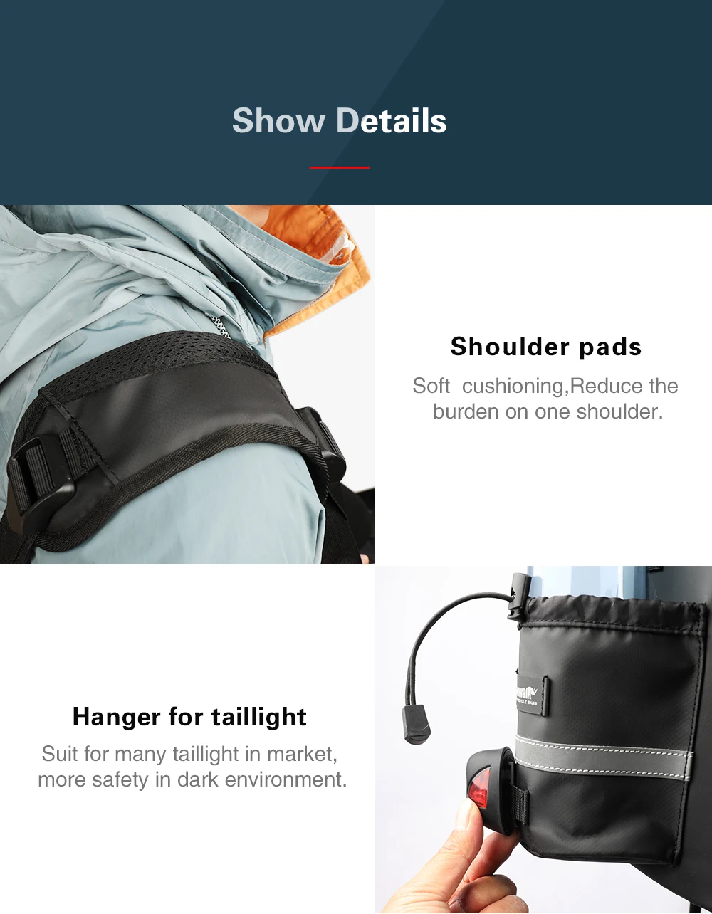 RHINOWALK New Bicycle Bags Mountain Bike Saddle Rack Trunk Bags Travel Cycling Luggage Carrier 17L Camera Handbag Waterproof  (10)