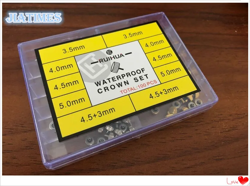 Free Shipping 100pcs Gold and Silver Watch Crown Set Flat Long Tube for Repair | Наручные часы