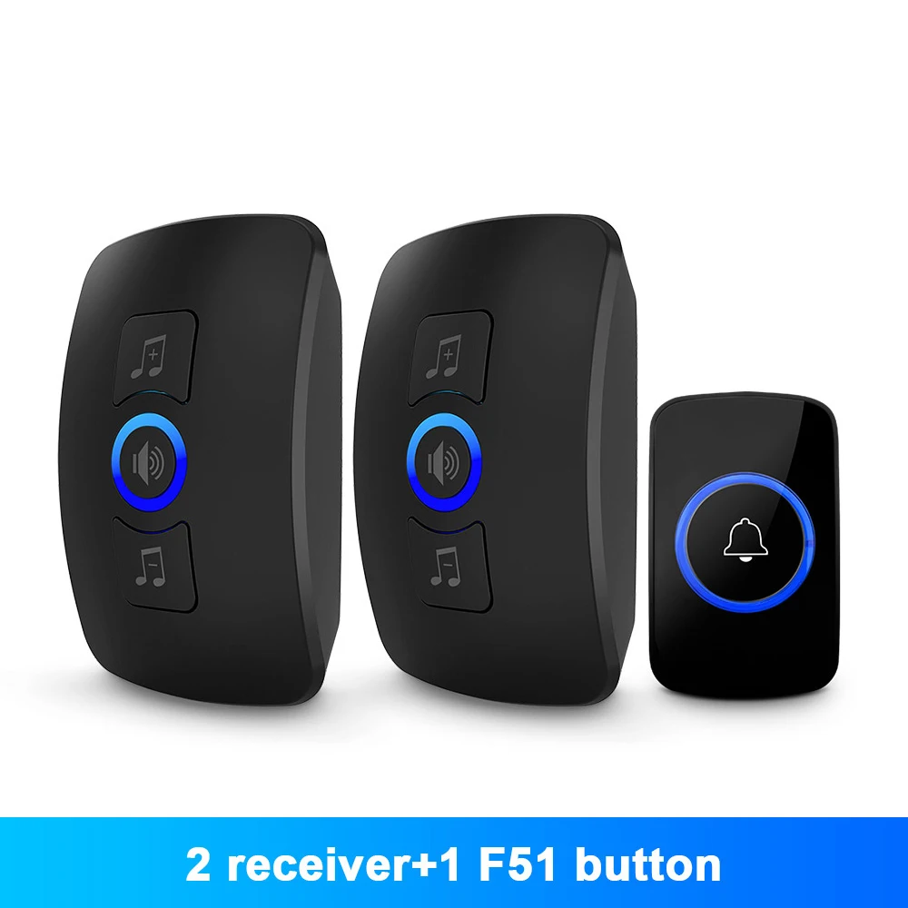 TOWODE Wireless Doorbell System EU Plug 433Mhz Home Security Welcome Smart Doorbell Kit 4 Level Volumes 32 Musics Adjustable door intercom Door Intercom Systems