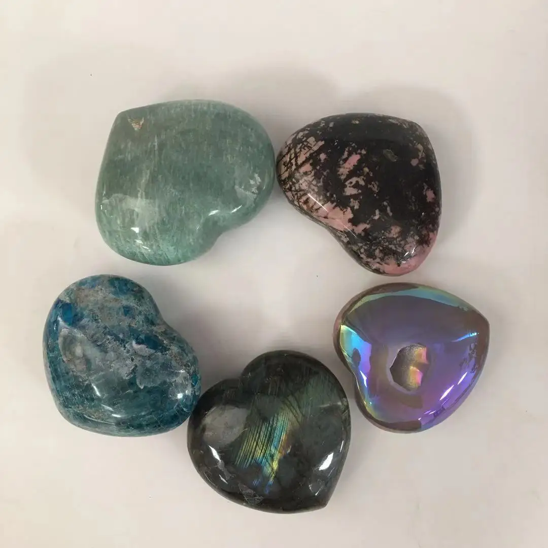 Z apatite Хрустальное сердечко любовь форма камня бусины из лечебных камней для изготовления ювелирных изделий