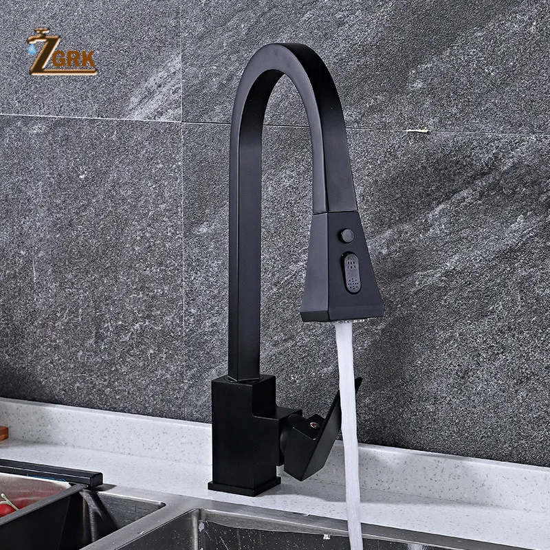  ZGRK Kitchen Faucets Silver Single Handle Pull Out Kitchen Tap Single Hole Handle Swivel 360 Degree - 4000165519894