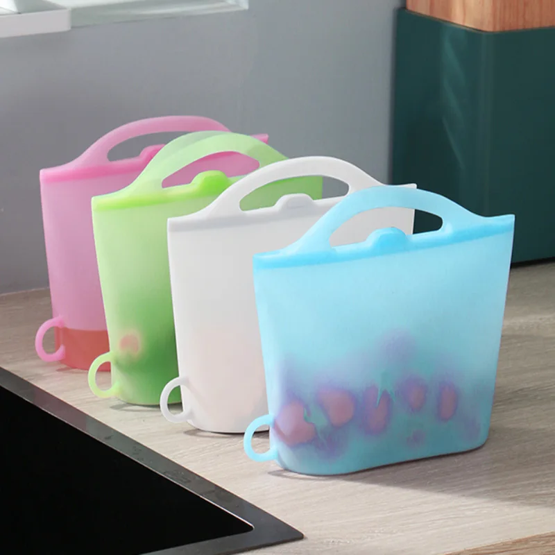 

Silicone Food Bag Frosted PEVA Silicone Food Fresh-keeping Bag Reusable Freezer Bag Zipper Leakproof Top Fruits Bag Kitchen Tool