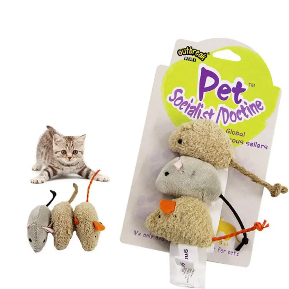 3pcs New Plush Simulation Mouse Cat Toy Plush Mouse Cat Scratch Bite Resistance Interactive Mouse Toy Playing Toy For Cat Kitten 