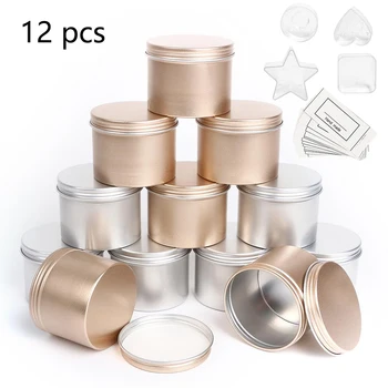 100ml/3.52oz Black/Gold/Silver Round Metal Tin Box For Candles Tin Black Aluminum Jar Storage Empty Container Cans Cream Cosmetic Gold Silver Container 12pcs 4