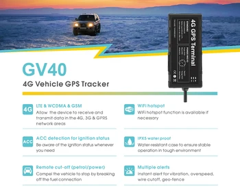 

For Vehicle Realtime Locator WIFI Hotspot 4G LTE GPS Car Tracker GV40 GPS Tracking Device Waterproof Cut Off Oil With APP Web