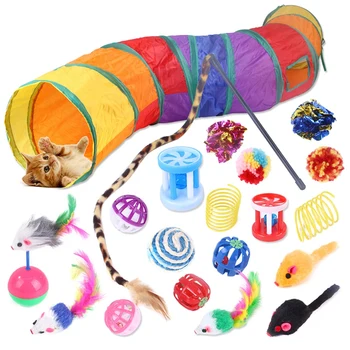 

20PCS Cat Toy Interactive Cat Toy Classification Tunnel Ball Cat Feather Funny Cat Stick Mouse