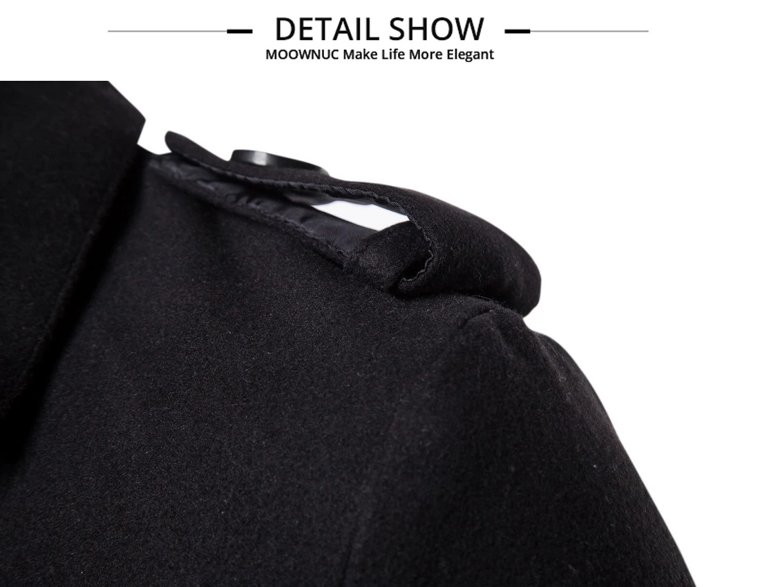 Мужское шерстяное пальто, мужские пальто, тонкая деловая умная Повседневная плотная осенне-зимняя Модная брендовая мужская одежда MOOWNUC MWC