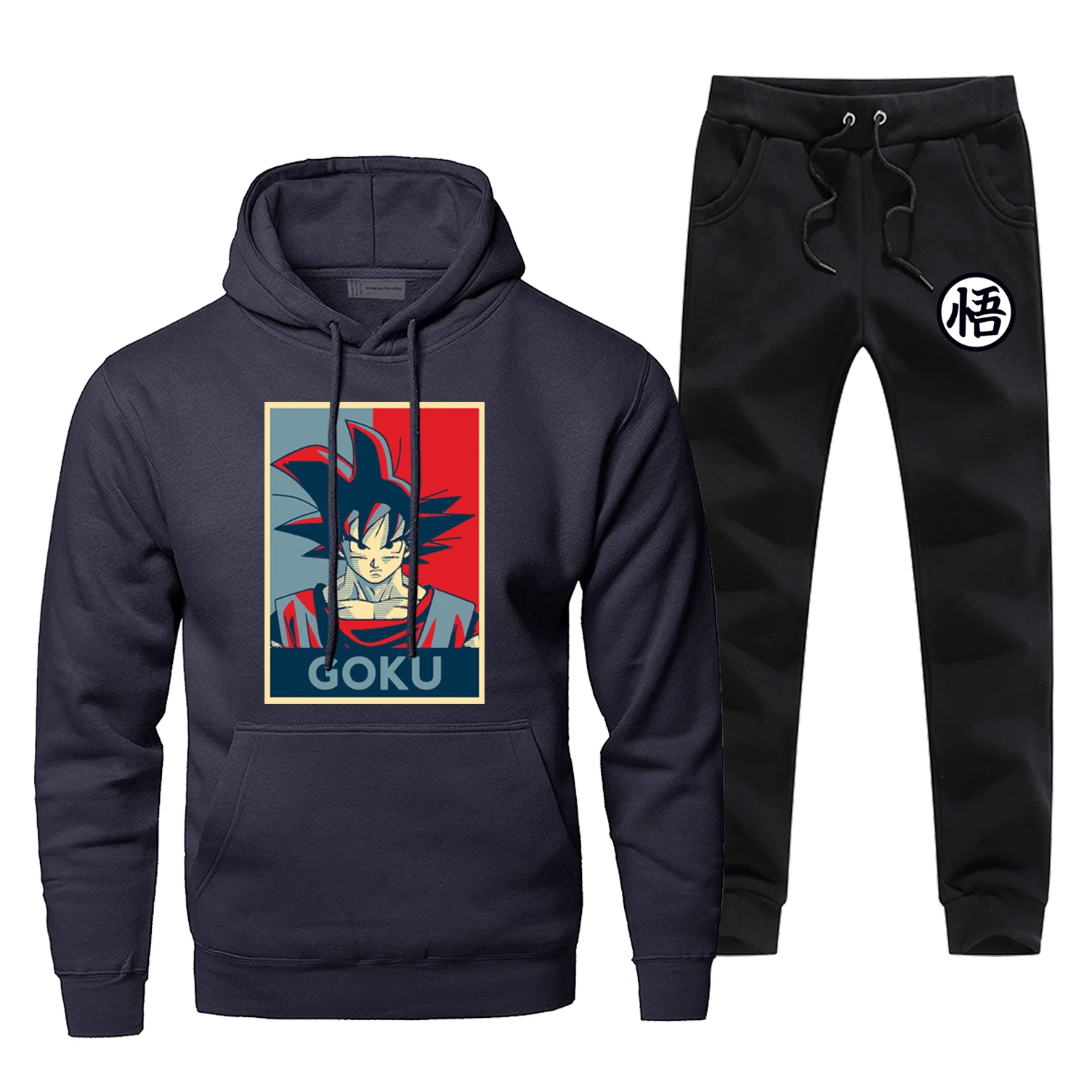 Принт Dragon Ball Z, спортивная одежда, японское аниме, модная мужская спортивная одежда, Новое поступление, японский стиль, серые Толстовки, Толстовки - Цвет: Dark Blue