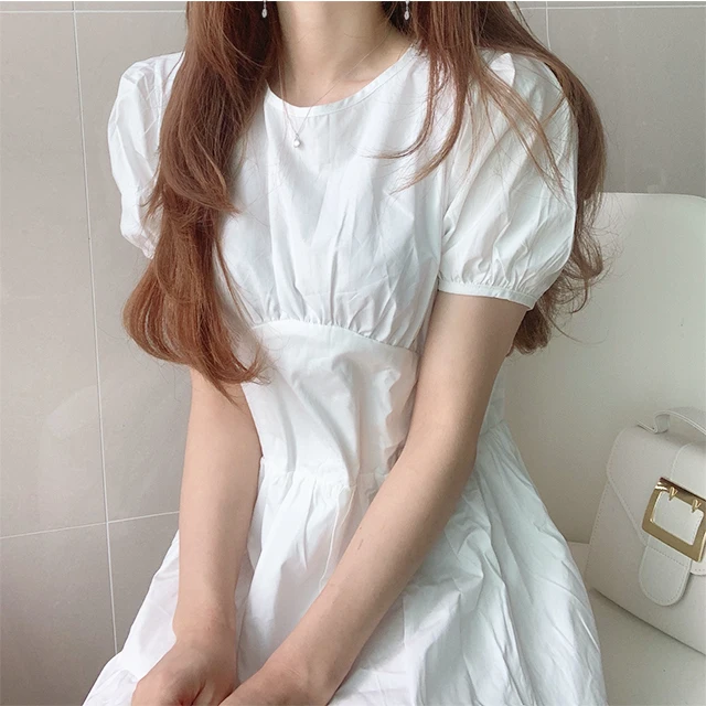 Женское тонкое длинное платье ZOSOL белое с круглым вырезом и ремешком на спине в