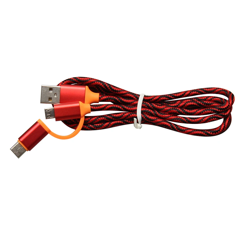 Ткань 25 см 100 см 2 в 1 Micro usb type C кабель для samsung Xiaomi Mi8 huawei P20 mate 20 Pro мобильный телефон кабель USB-C 50 шт
