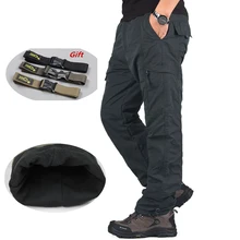 Мужской зимний двухслойный Водонепроницаемый брюки карго хлопок теплые толстые мешковатые брюки мужские армейские военные камуфляжные тактические брюки
