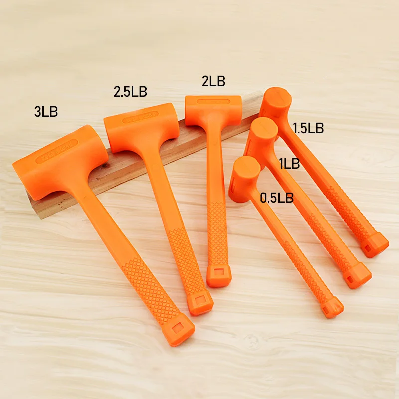 Мягкий резиновый однонаправленный молоток 3LB оранжевый не марринг покрытие многофункциональный Dead Blow Malle DIY ручной инструмент для работы по дереву