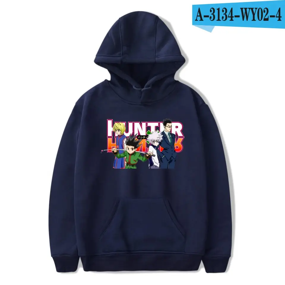 Navy Blue Охотник х Охотник толстовки Мужская Толстовка спортивный костюм Женская Повседневная Толстовка с капюшоном японского аниме Горячая Охотник х Охотник принт хлопок - Цвет: Navy Blue
