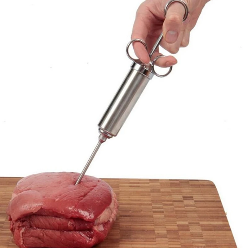 Шприц для стейка 2-Oz Marinade приправа инжектор индейки инъекторы мяса из нержавеющей стали приготовления 2Oz игла для индейки с 3 иглами и 2 Br