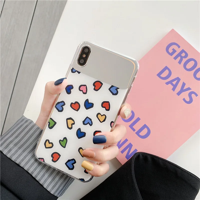 INS Simple Colored Loving Heart iphonexs MAX Phone Case iPhone 8/7plus Mirror Shatter-resistant XR6s Applicable