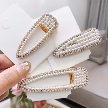 

Women Bridal Vintage Faux Pearl Wrapped Hairpins Girl Glitter Accessory Gold/Silver Metal Alloy Hair Clip Water Drop Barrettes
