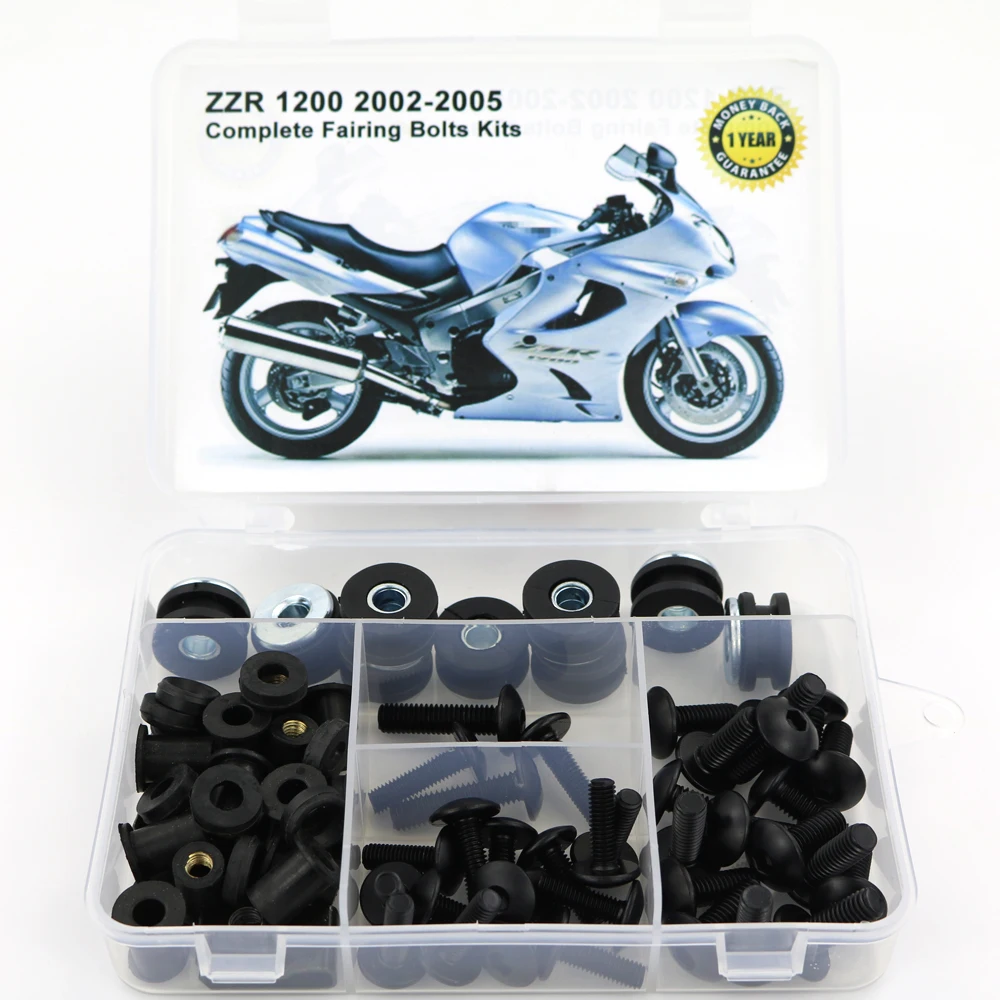 

Fit For Kawasaki ZZR 1200 2002 2003 2004 2005 Motorcycle Complete Full Fairing Kit Covering Bolts Kit Steel Clips Screws