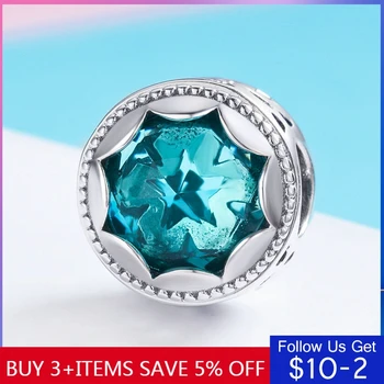 

CodeMonkey 100% 925 Sterling Silver Star Blue Crystal Charms CZ Beads Fit Original Pandora Bracelets Pendant Jewelry Making C692