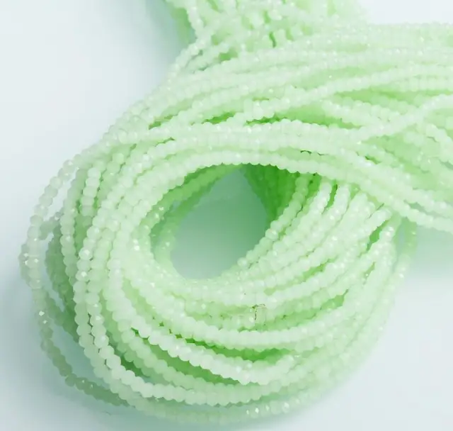 1mm/150-160pcs/strand  2mm/180-190pcs/strand Crystal Rondell Faceted Glass Beads Small Beads Sead Beads for Jewelry Making Diy 6 lt green