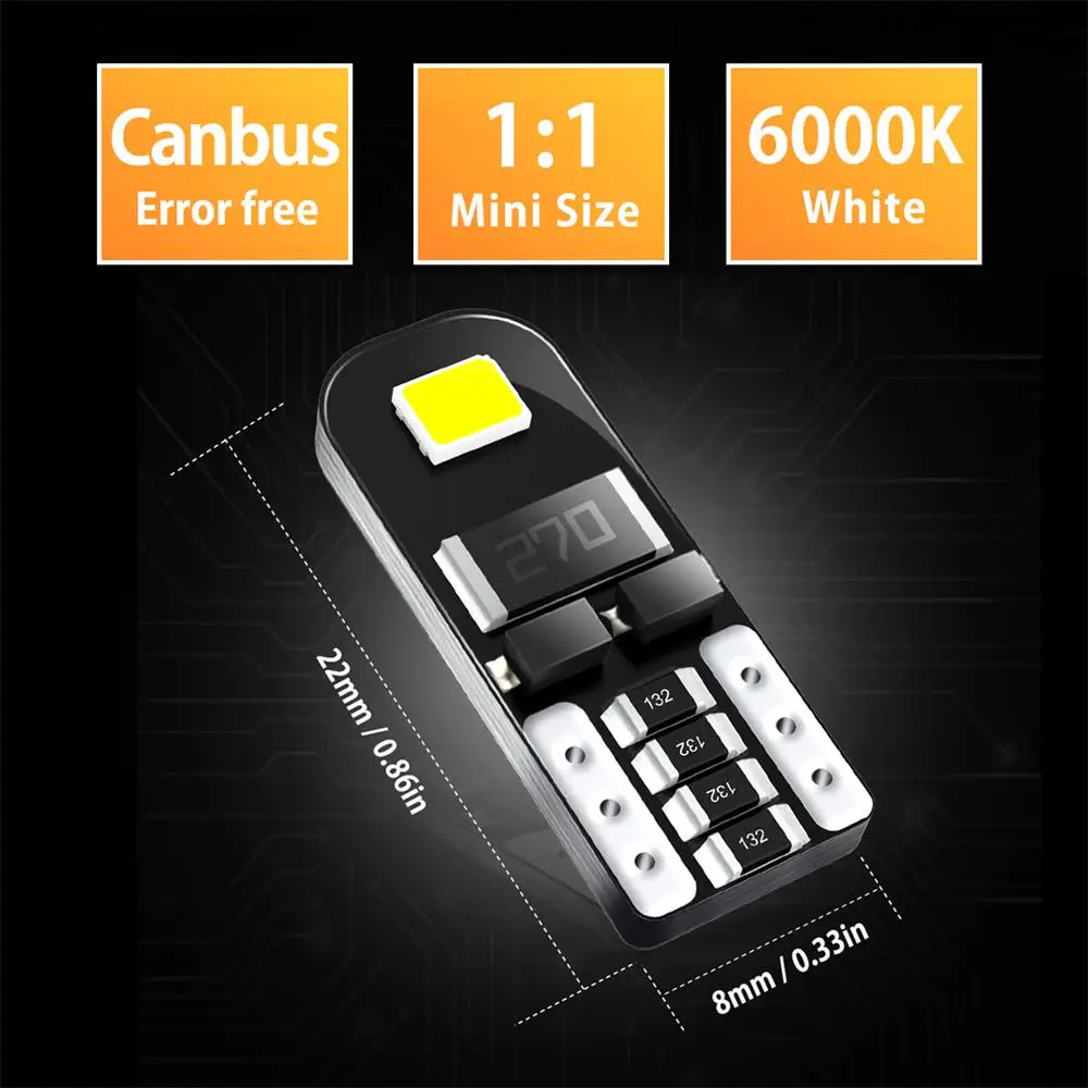 20Pcs Led Canbus W5W T10 Led  6000K 2835SMD ȣ  б    Ʈũ ׸  Ÿ  ȥ